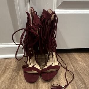 Wild Diva Red Fridge Open Toe Heels Size 8.5